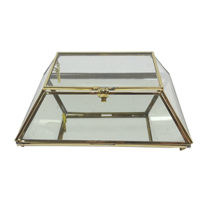 Plateau en verre et laiton gris décoratif au design unique Plateau miroir perforé décoratif en fer pour la maison - Product Image 2