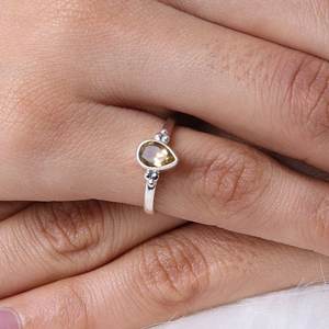 แหวนเงิน925ทันสมัยคลาสสิกพร้อมหินซิทรีนและเพชรหมั้นครบรอบและของขวัญแต่งงานสำหรับผู้หญิงและเด็กผู้หญิง - Product Image 5