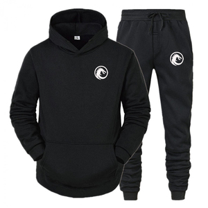 Venta al por mayor OEM Hombres Plain Sweatsuits con contraste de rayas Chaquetas con capucha Hombres Jogging Chándal 100% algodón - Product Image 1