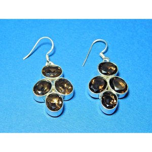 Pendientes de Plata de Ley 925 sólida hechos a mano, joyería de piedras preciosas de topacio ahumado Natural, regalo de moda para Her-E0626-GS - Product Image 1