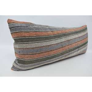 Traditionnel 16x36 pouces Orange rayé laine oreiller confortable chaud tissé à la main soie literie Vintage carré Portable pour noël - Product Image 3