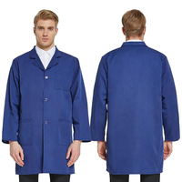 44.75 inç tutucu ön erkekler beyaz kasap Wrap Lab Coat erkekler tıbbi fırça giyim doktor hemşire hastane üniformaları