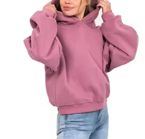Nouveautés Velours léger 100% coton sweats à capuche pour femmes épaule tombante manches longues pour l'hiver vêtements de plein air Logo avant - Product Image 3