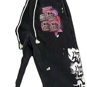 กางเกงสเวตเตอร์ผ้าย้นสีพื้นสำหรับผู้หญิงกางเกงวอร์มผ้าฟอกกรดดีไซน์ล่าสุด - Product Image 3