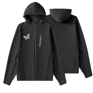 เสื้อฮู้ดดี้ผู้ชายขายส่งสำหรับฤดูหนาว ผลิตจากวัสดุที่เป็นมิตรต่อสิ่งแวดล้อม ระบายอากาศได้ดี ผลิตจากวิสโคส/โพลีเอสเตอร์ ทรงปกติ แบบซิป  รับสกรีนโลโก้ด้านหน้า - Product Image 6