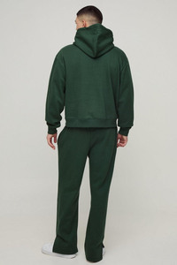 <b>Men's</b> Cotton Oversized Boxy Hooded Tracksuit Winter Heavyweight Forest <b>Green</b> Custom Printed Plus Size Sets by MOE - Product Image 3