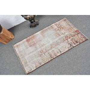 พรมตุรกีวินเทจ2x3ft ขนแกะเย็บปะติดปะต่อกันสีแดงสีเบจห้องโถงสี่เหลี่ยมผืนผ้าสำหรับห้องข้างเตียงใหม่พร้อมยางรอง - Product Image 2