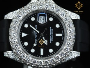 นาฬิกาเพชรโมอิสซาไนต์สุดหรู งานแฮนด์เมด คุณภาพพรีเมียม หน้าปัดทรงกลม ประดับเพชรครึ่งหน้า สายยาง แสดงผลแบบอนาล็อก สำหรับทั้งชายและหญิง - Product Image 2