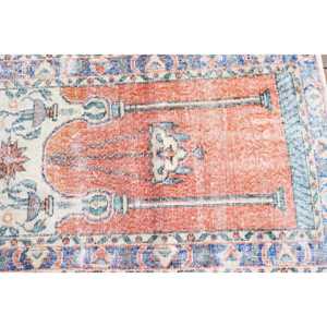 Tapis turc vintage, petit tapis de 2,4 x 3,8 pieds, tapis patchwork orange - Product Image 4