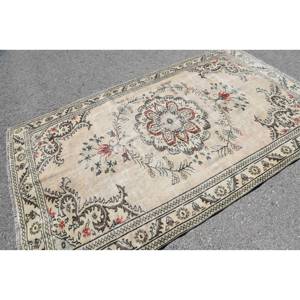 Alfombra tradicional de lana marrón Beige de 5,2x8,7 pies, diseño clásico de retales turcos Vintage para dormitorio, cabecera de látex Rectangular - Product Image 4