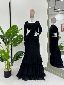 Detalles Lehengha Tejido Satén Seda Hilo de trabajo con Sequnce Tamaño Hasta 44 Interior - Product Image 5