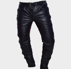 Pantalon en cuir droit pour homme, taille mi-haute, style urbain - Vente en gros, haute qualité, personnalisable, imperméable et respirant - Product Image 2