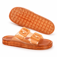 Sandales à lanières de style minimaliste, fermeture à boucle, semelle extérieure en PVC souple réglable, antidérapantes, couleur unie, pour la plage et la piscine