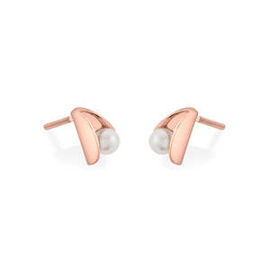 <b>Pearl</b> Axis Stud Gold <b>Earring</b> with <b>Diamond</b> Bezel Setting Trendy Geometric Gift for Party <b>and</b> Anniversary - Product Image 4