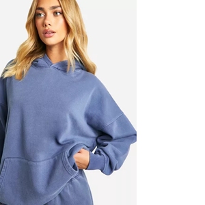 Venta caliente chándal azul vaquero de gran tamaño personalizado para hombres y mujeres estilo lavado tejido de invierno - Product Image 3