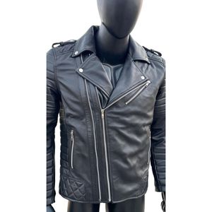 Luxe noir classique en peau de mouton en cuir naturel vestes hommes en cuir véritable veste mode Slim Fit moto manteaux mâle personnalisé - Product Image 6