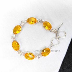 สร้อยข้อมือประดับคริสตัลอัญมณีสีเงิน18K ชุบทองปรับได้สำหรับผู้หญิงทันสมัยล่าสุด - Product Image 4