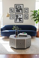 Table basse moderne en os incrusté, faite à la main, écologique, design géométrique contemporain élégant, imperméable, légère, pour baby shower