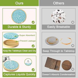 Posavasos de mesa de madera hecho a mano, cuerda de algodón empanada tejida de yute, clásico para comedor, decoraciones navideñas, reuniones familiares - Product Image 5