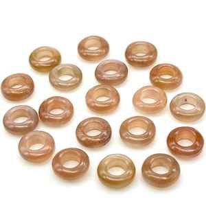 Cuentas de Piedra Lunar de Chocolate Natural en Forma de Donut, 12 mm, Piedras Curativas Marrones - Product Image 1