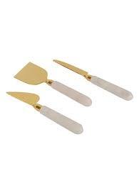 Ensemble élégant de serveurs à fromage en acier inoxydable avec poignée en marbre bleu pour usage domestique - Product Image 6