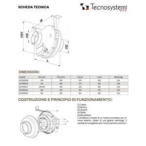 Ventilador Extractor Centrífugo Monofásico en Línea Tecnosystemi para Conductos Circulares - Product Image 3