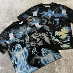 Camiseta de Manga Corta Holgada con Estampado Personalizado, Cuello Redondo, Hombros Caídos, Estilo Oversize, Algodón Grueso Lavado a la Piedra, Pedido Mínimo de 10 Unidades - Product Image 3