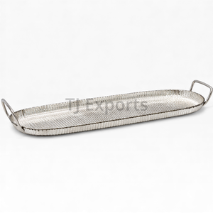 Set Of Elongated Hammered Metal Chocolate <b>Server</b> Trays For Contemporary <b>Buffet</b> Dessert Layout And Hospitality Service - Product Image 3