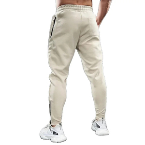 Pantalones Deportivos para Hombre, Color Beige, Cintura Elástica, con Bolsillos Laterales, Transpirables, Casuales, para Otoño, de Peso Medio, Tejido de Poliéster y Algodón - Product Image 1