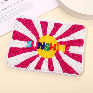 Summer Sunshine Handmade Girls Coin Pouch Watermelon Beaded Small Change Purse Wallet with Zippers Beach par glowin fashion - Product Image 3