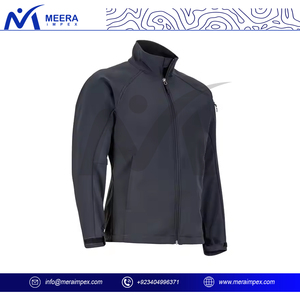 Nouveau design de veste softshell pour hommes de couleur gris foncé OEM Vestes d'extérieur à col montant doublées en polaire avec fermeture éclair logo personnalisé pour hommes - Product Image 3