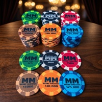 Jetons de poker en céramique de luxe de 43 mm avec design MoneyMotive MM, dénomination audacieuse, qualité professionnelle de casino