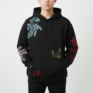 Latest Arrival Casual Wear Long Sleeve Embroidery Men Hoodies Wholesale Price Cotton Blended Oversized Men Embroidery Hoodies - Product Image 1