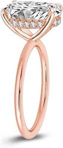 Anillo Clásico Shama Gems Jewels de Lujo Chapado en Oro, Plata de Ley 925 con Baño de Rodio, Corte Ovalado Alargado de 3.5 Quilates, Moissanita - Product Image 3