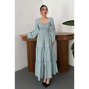 Blue Plaid Smocked <b>Dress</b> - Blue - Product Image 2