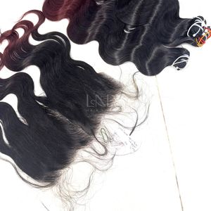 Paquetes de color de punta ondulada de cuerpo de cabello crudo de alta calidad con frontal y paquetes para hacer pelucas - Product Image 2