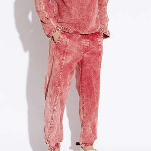 Venta al por mayor pantalones de chándal holgados vintage desgastados lavado con ácido ropa de calle de algodón personalizada joggers de hombre de gran tamaño ligero medio - Product Image 3