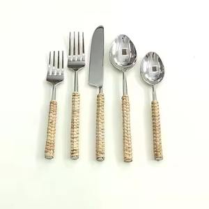 Ensemble de couverts en acier miroir de qualité 304 avec poignée unique de style vintage, parfait pour le service de table de mariage à l'hôtel - Product Image 6