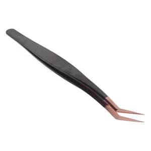 แหนบปลายแหลมสีดำแหนบขนตาโค้งได้อย่างแม่นยำสีเทาทำจากสเตนเลสสตีลเสริมความงามสำหรับการต่อขนตา - Product Image 4