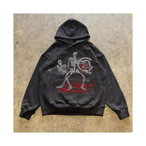 Sudadera con capucha y cremallera de algodón personalizada de alta calidad para hombre con parche de logotipo bordado y diamantes de imitación térmicos completos para invierno - Product Image 2