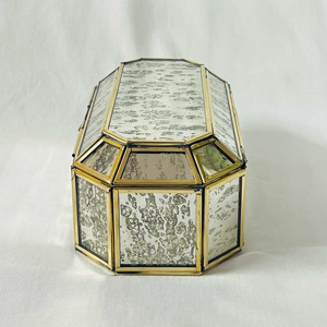 Caja de almacenamiento de joyería con marco de Metal dorado de cristal de mercurio antiguo de lujo moderno y caja decorativa caja rectangular de joyería hecha a mano - Product Image 4