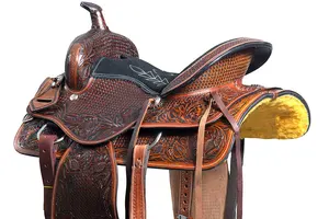 Selle anglaise de style occidental Siège confortable pour la randonnée pédestre Cuir véritable 100% Cuir de vachette Sculpté à la main Durable - Product Image 3