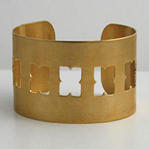 1940 californie Floral nouvel an marron martelé en relief manchette festival bracelet bijoux américain en laiton bracelet Artisan bijoux - Product Image 5