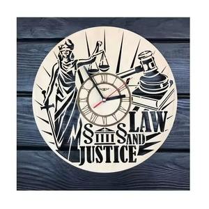 Vente en gros horloge murale moderne écologique en MDF travail au laser personnalisé bois peint mur silencieux artisanat en bois boîtes en bois panneaux muraux - Product Image 4