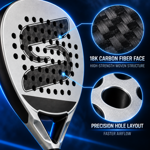 Raquette de <span class=keywords><strong>padel</strong></span> en fibre de carbone 18K, finition mate, 38 mm, haute résistance, contrôle stable, puissance, logo personnalisé OEM, <span class=keywords><strong>Pro</strong></span> - Product Image 3