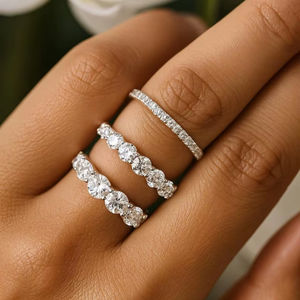 Prix usine 14K or blanc coupe laboratoire cultivé diamant IGI certificat classique Unique Design éternité bague de mariage pour les femmes - Product Image 1