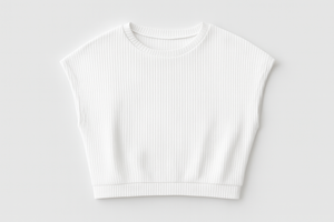 Ensemble deux pièces décontracté et confortable pour femme, haut sans manches en tricot côtelé et short au-dessus du genou, 100% coton - Product Image 2