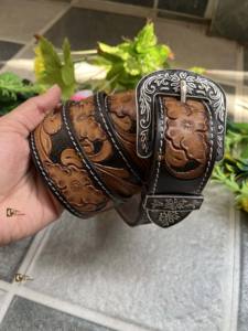 Cinturones tallados a mano de estilo occidental de nuevo diseño Cinturones de cuero con estilo para unisex - Product Image 2