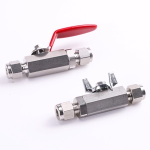 Raccordi a doppia puntale a compressione SS316 tipo corea 1000psi valvola a sfera esagonale 1/4 "(HBV1-H-4-(LB/BF)-S) due tipi di impugnatura - Product Image 3