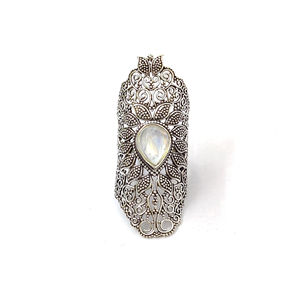 Bague Romantique pour Homme en Pierre de Lune (6,8 Grammes) Améthyste Naturelle Taille Ovale Plaqué Rhodium Style Quotidien - Product Image 1